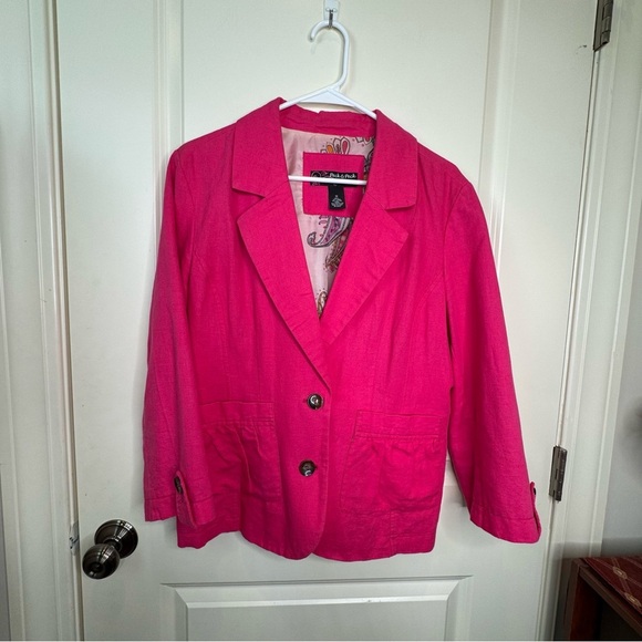 Peck & Peck Linen Blend Lightweight Summer Pink Blazer - Picture 5 of 16